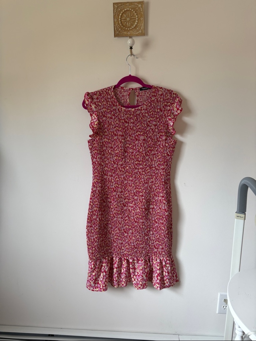 Source Unknown Pink Floral Ruffle Hem Dress
